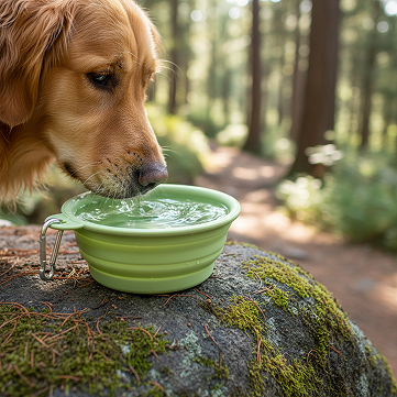 Prenosna zložljiva posoda za pse – Zelena